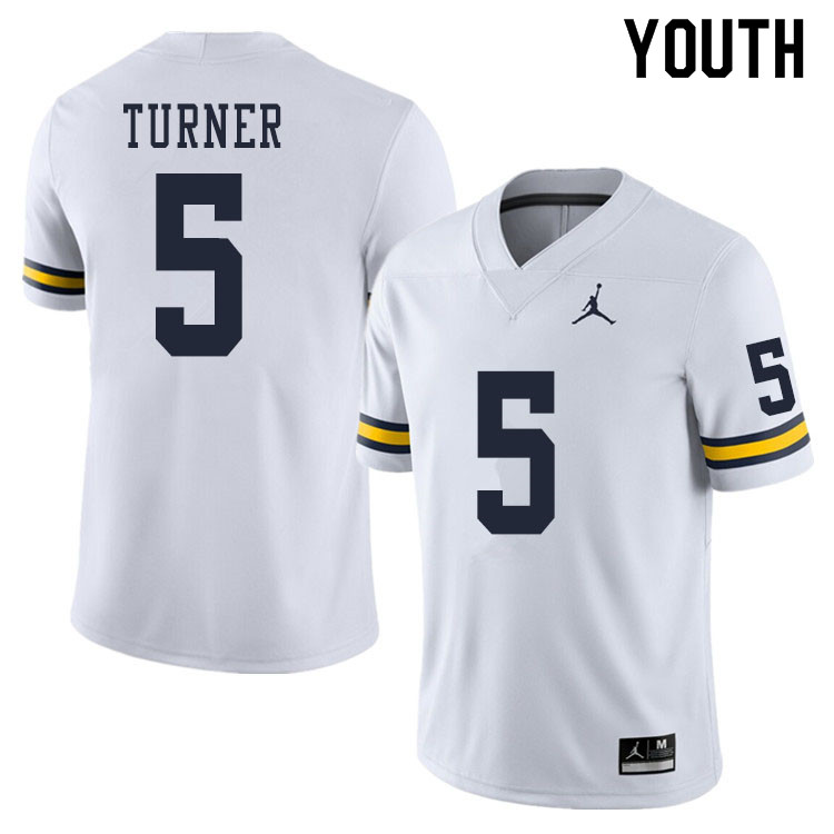 Youth #5 DJ Turner Michigan Wolverines College Football Jerseys Sale-White